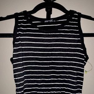 Cropped High Neck Striped Tank Top